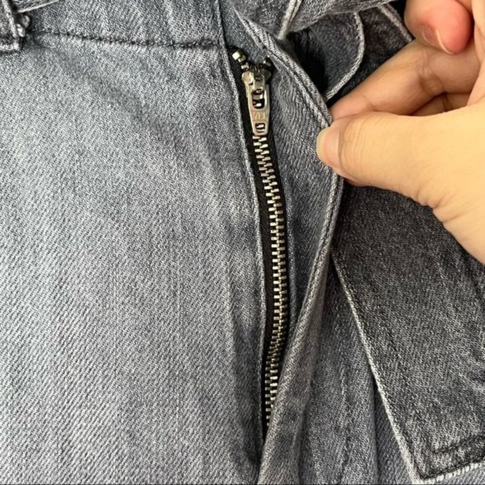 Overlover Jeans Size 25 Abbott Paperbag Waist Grey Denim Tapered Leg 30 Inseam - Picture 6 of 11